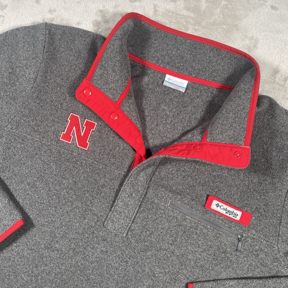 Columbia PFG Harborside‎ 1/4 Snap T Fleece Pullover Mens XL Nebraska Cornhuskers